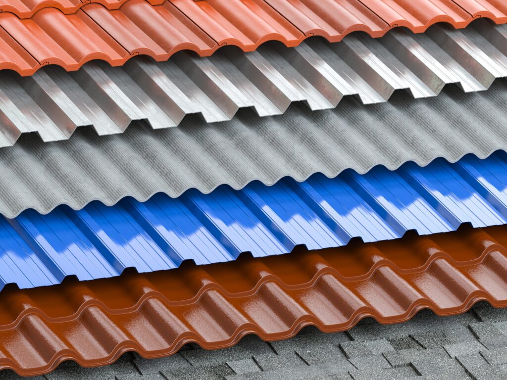 Different types of roof coating. Background from layers of sheet